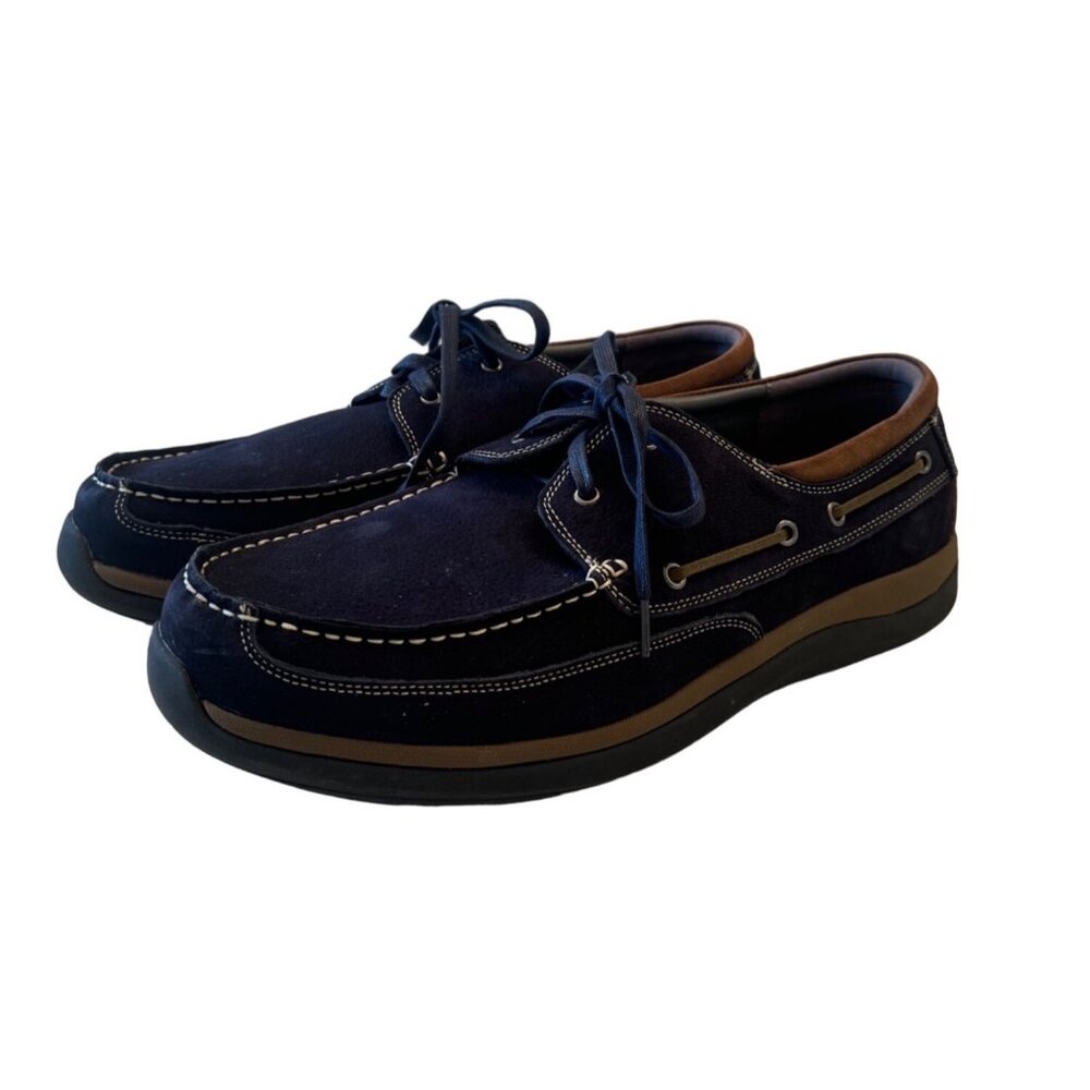 Propet Pomeroy Boat Blue Casual Shoes Size 15 3E Wide Mens Suede NWOB